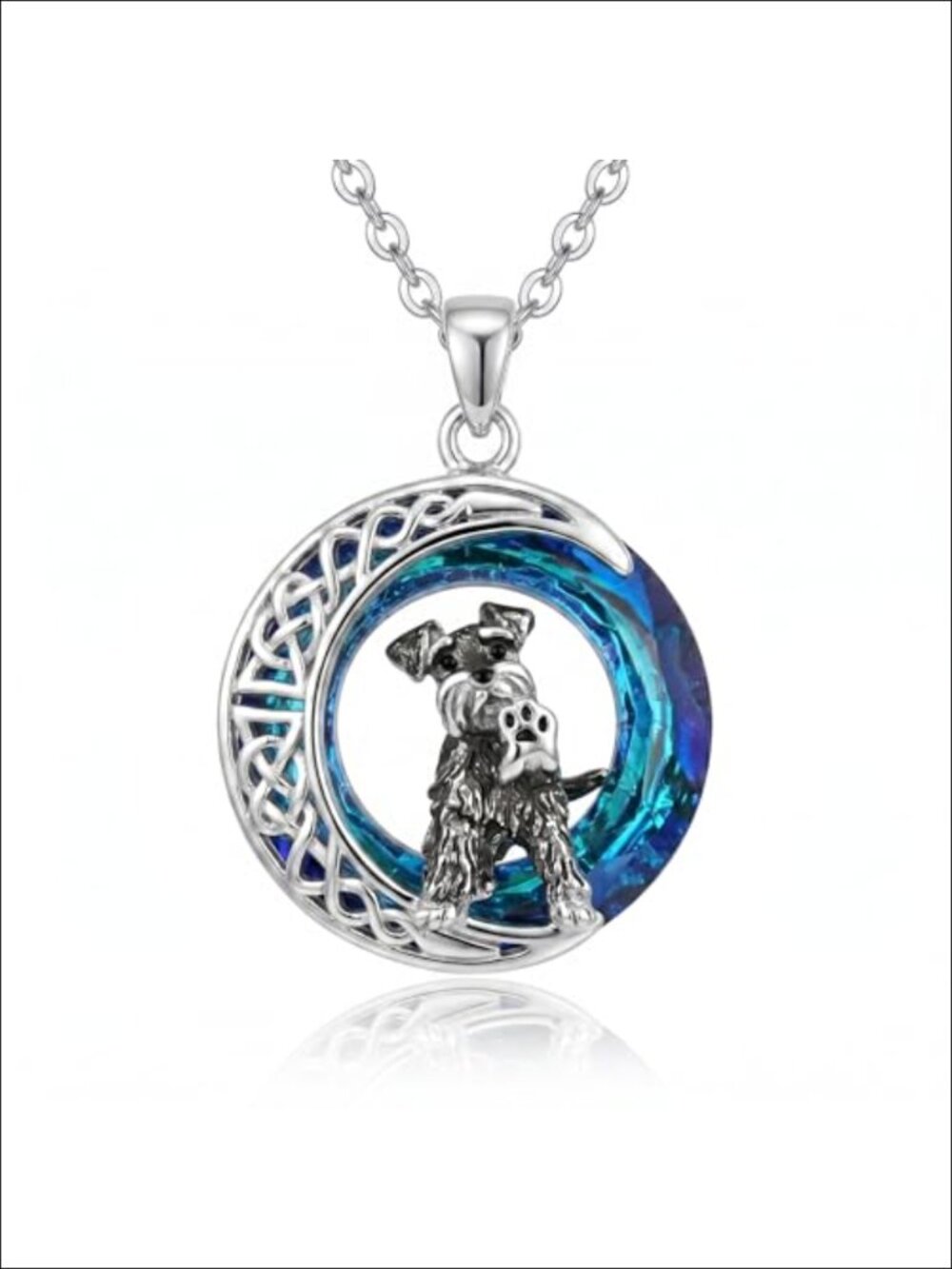 Schnauzer Crystal Pendant Necklace White Gold Plated Gift for Dog Moms